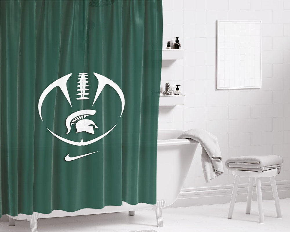 Msu Michigan State Spartan Bathroom Shower Curtain Fabric Waterproof | 66 X 72 Inch