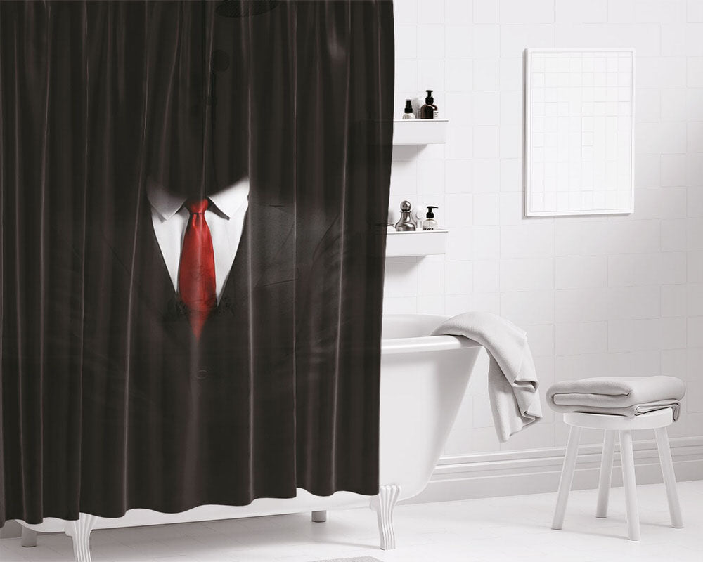 Mystery Man In Suit Bathroom Shower Curtain Fabric Waterproof | 66 X 72 Inch