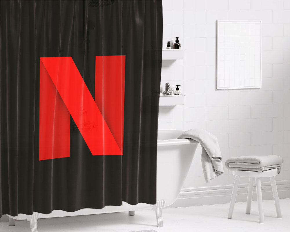 N7 Pin Black Nickel Bathroom Shower Curtain Fabric Waterproof | 66 X 72 Inch