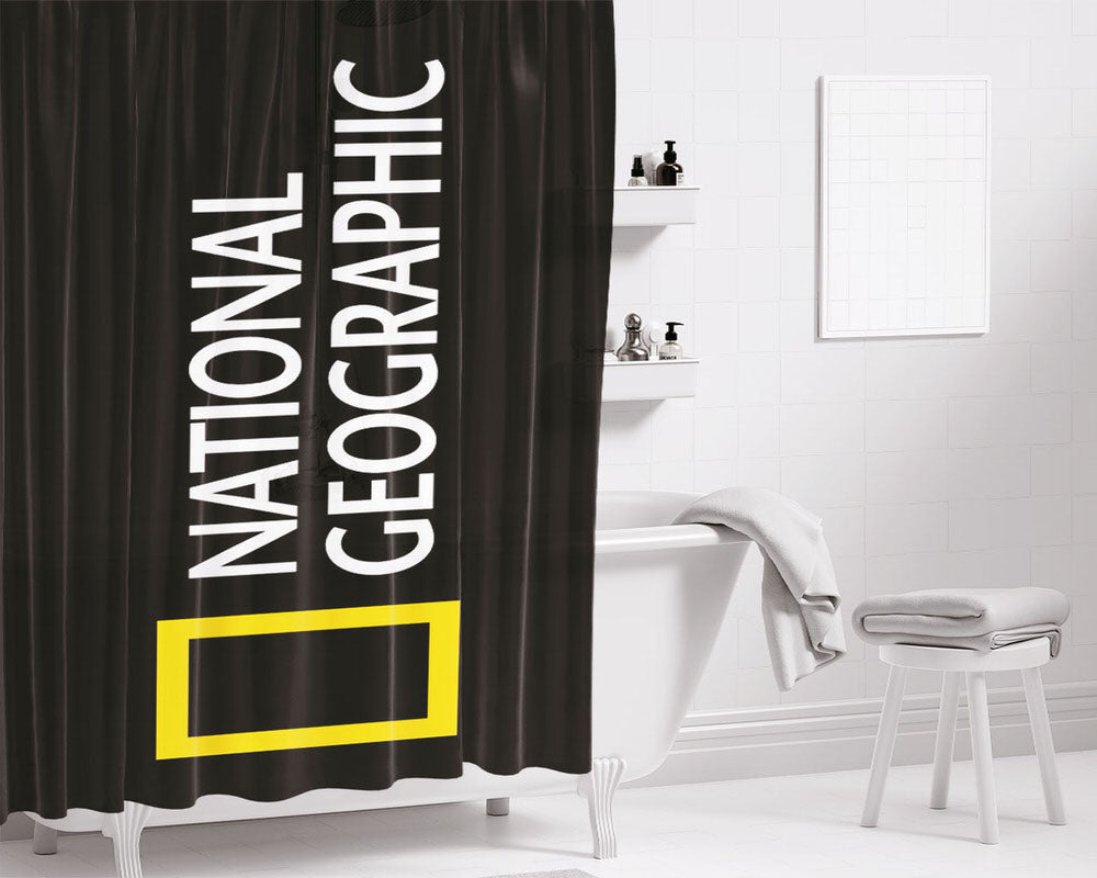 National Geographic Black Landscape Bathroom Shower Curtain Fabric Waterproof | 66 X 72 Inch