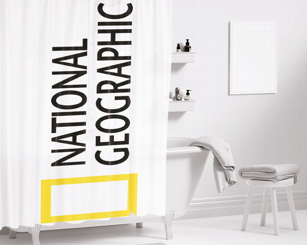 National Geographic White Landscape Bathroom Shower Curtain Fabric Waterproof | 66 X 72 Inch