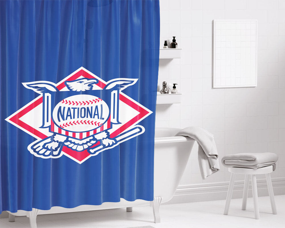 National League Logo Bathroom Shower Curtain Fabric Waterproof | 66 X 72 Inch