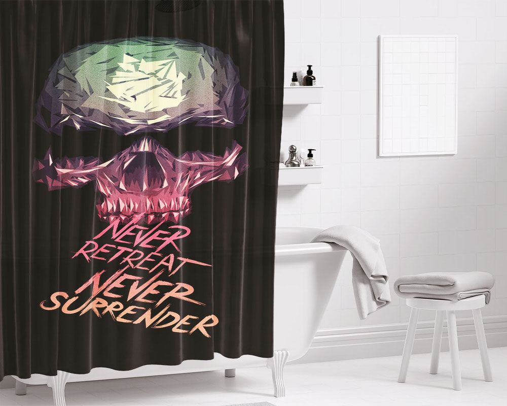 Never Retreat Never Surrender Bathroom Shower Curtain Fabric Waterproof | 66 X 72 Inch