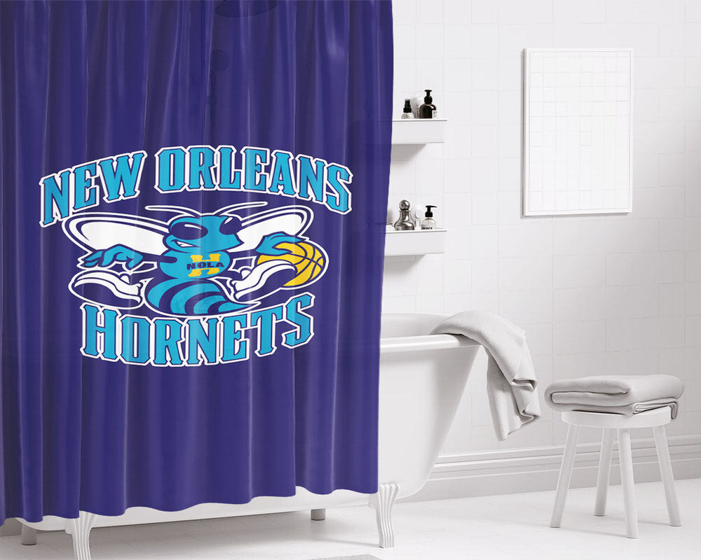 New Orleans Hornets Bathroom Shower Curtain Fabric Waterproof | 66 X 72 Inch