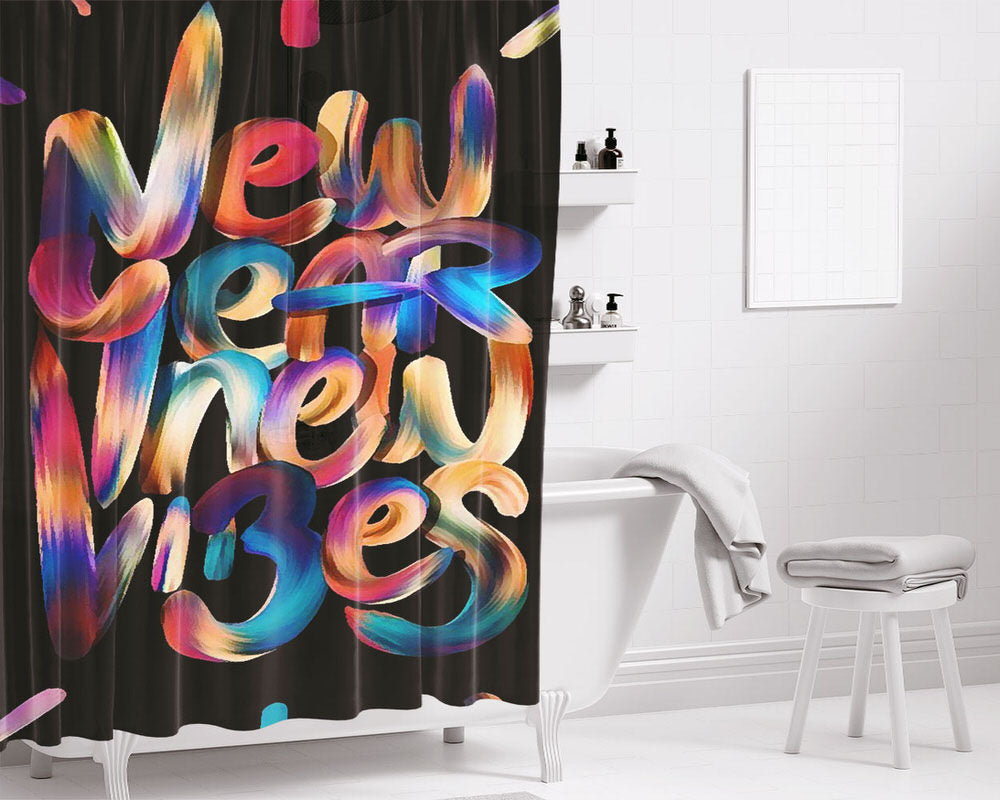 New Year Poster Art Bathroom Shower Curtain Fabric Waterproof | 66 X 72 Inch