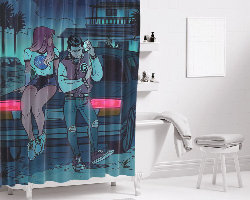 Night Call Bathroom Shower Curtain Fabric Waterproof | 66 X 72 Inch