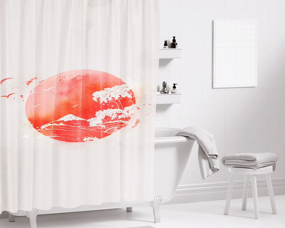 Nippon Symbol Bathroom Shower Curtain Fabric Waterproof | 66 X 72 Inch