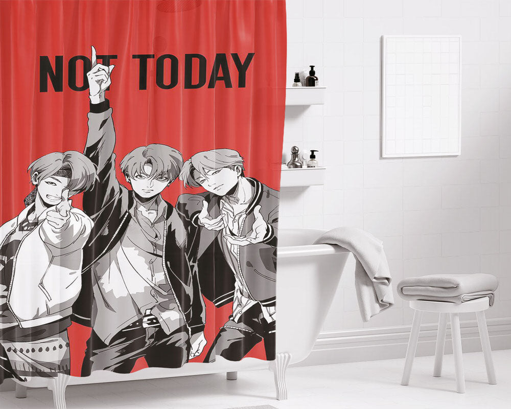 No, Not Today Bathroom Shower Curtain Fabric Waterproof | 66 X 72 Inch