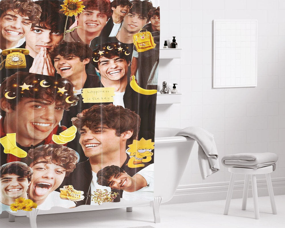 Noah Centineo Photo Collage Bathroom Shower Curtain Fabric Waterproof | 66 X 72 Inch