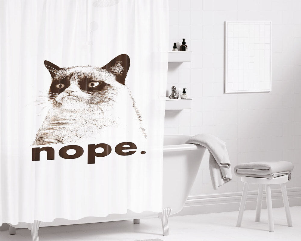 Nope Cat Bathroom Shower Curtain Fabric Waterproof | 66 X 72 Inch