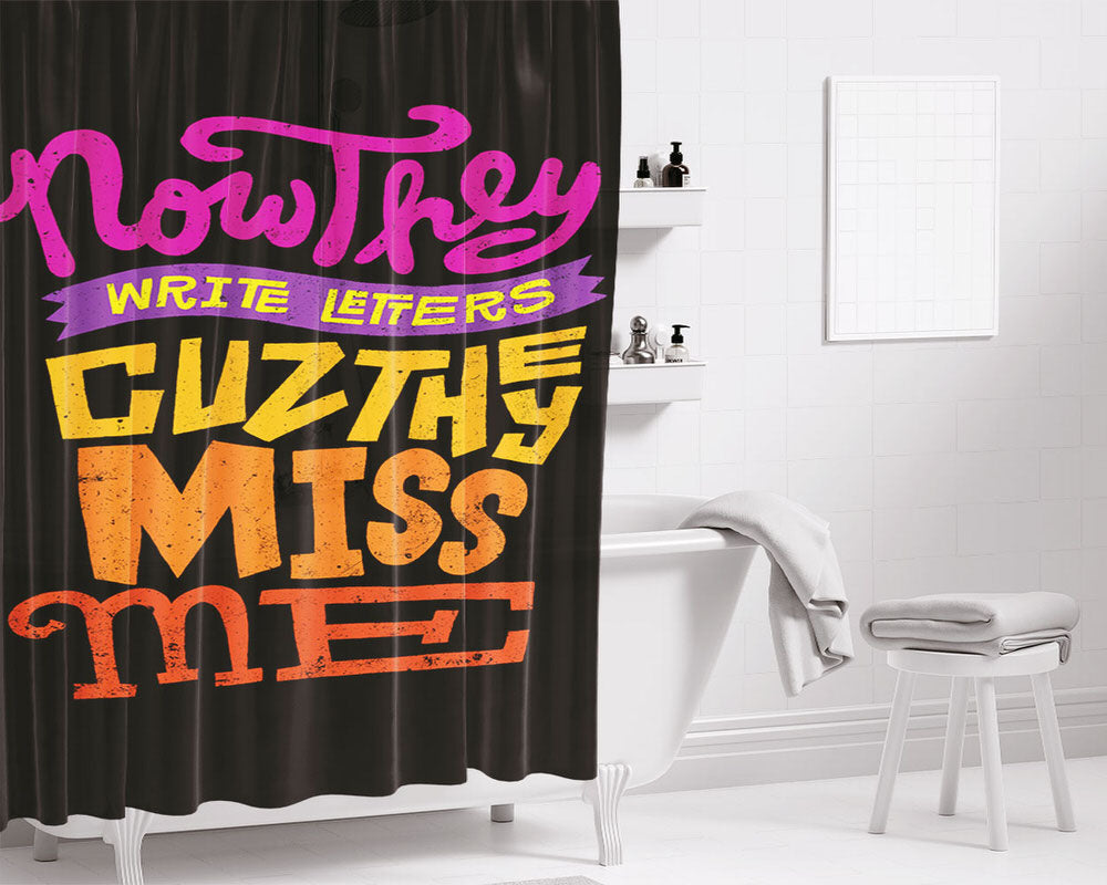 Nowthey Write Letters Bathroom Shower Curtain Fabric Waterproof | 66 X 72 Inch