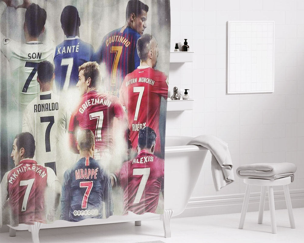 Number 10 Football Players Bathroom Shower Curtain Fabric Waterproof | 66 X 72 Inch