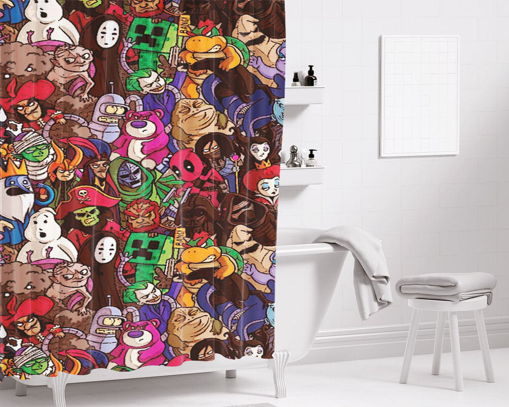 Pop Collage Mr Garcin Bathroom Shower Curtain Fabric Waterproof | 66 X 72 Inch