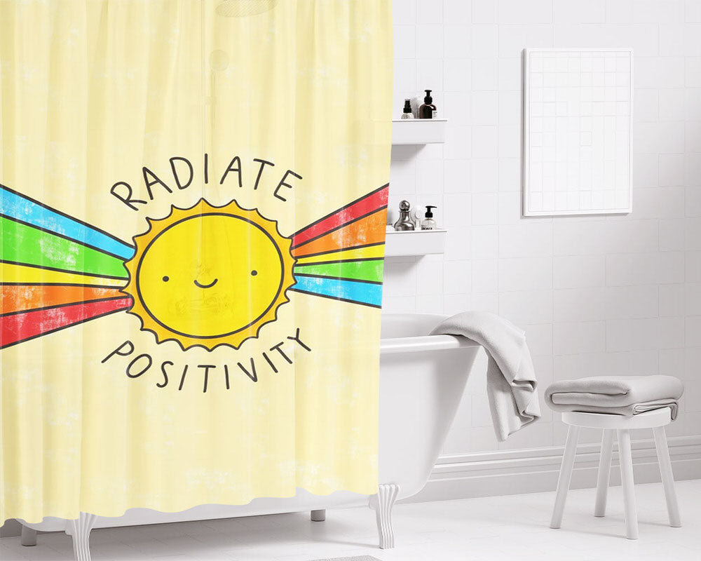 Radiate Positivity Sun Bathroom Shower Curtain Fabric Waterproof | 66 X 72 Inch