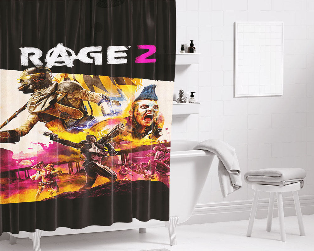 Rage 2 Games 2019 Bathroom Shower Curtain Fabric Waterproof | 66 X 72 Inch