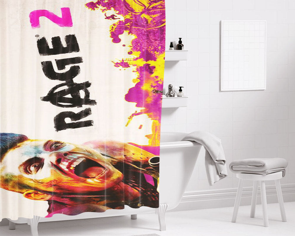 Rage 2 Games Wallpaper Bathroom Shower Curtain Fabric Waterproof | 66 X 72 Inch