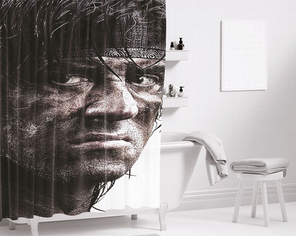 Rambo Movie Wallpapers Bathroom Shower Curtain Fabric Waterproof | 66 X 72 Inch