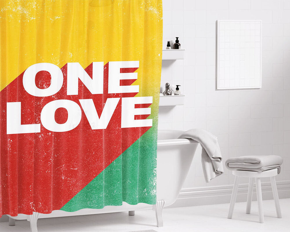 Rasta One Love Marley Jamaica Bathroom Shower Curtain Fabric Waterproof | 66 X 72 Inch
