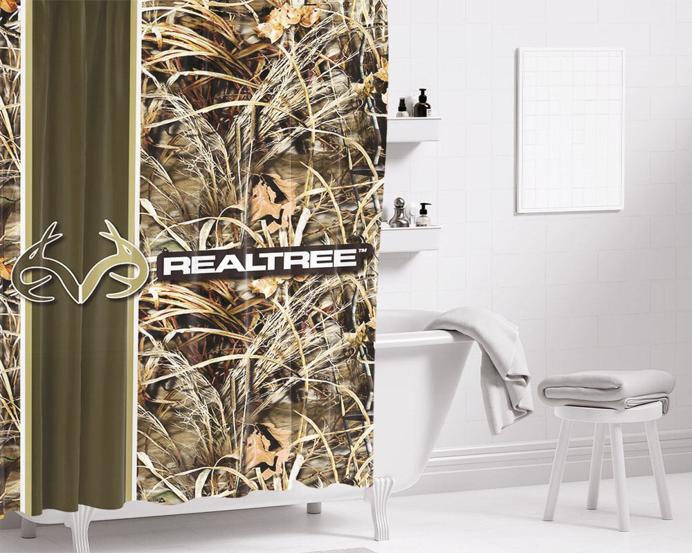 Realtree Camo Deer Bathroom Shower Curtain Fabric Waterproof | 66 X 72 Inch