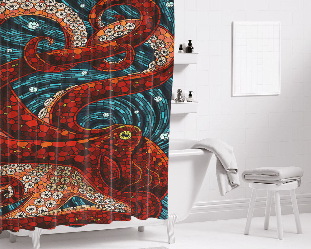 Red Moon Bathroom Shower Curtain Fabric Waterproof | 66 X 72 Inch