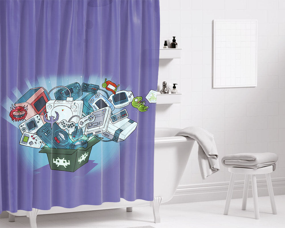 Retro Wallpaper Bathroom Shower Curtain Fabric Waterproof | 66 X 72 Inch