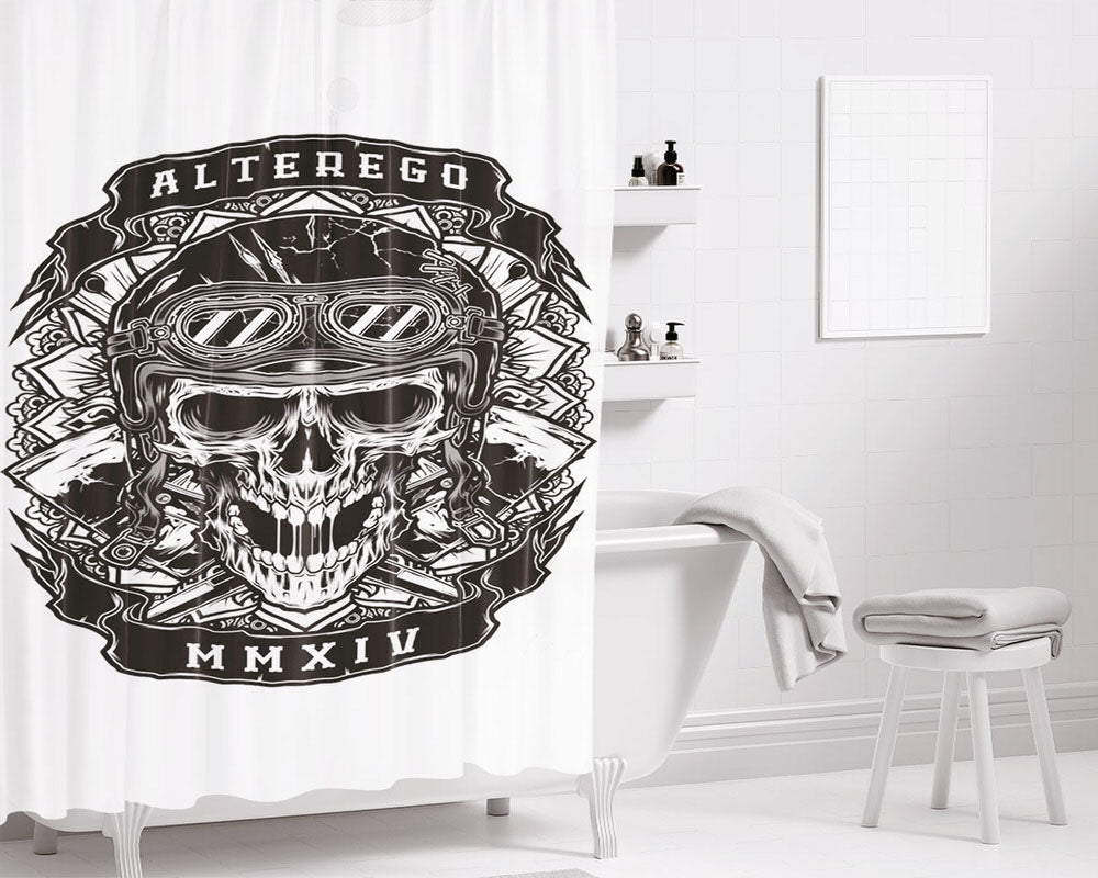 Rider Design Bathroom Shower Curtain Fabric Waterproof | 66 X 72 Inch