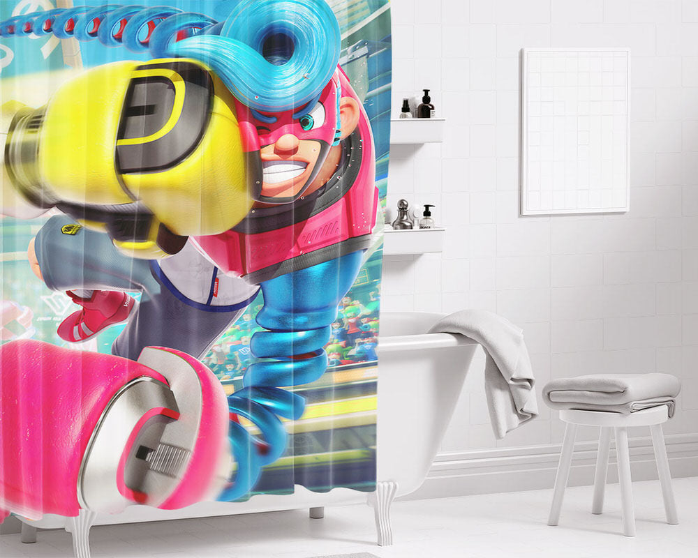 Robot Arms Punch Bathroom Shower Curtain Fabric Waterproof | 66 X 72 Inch