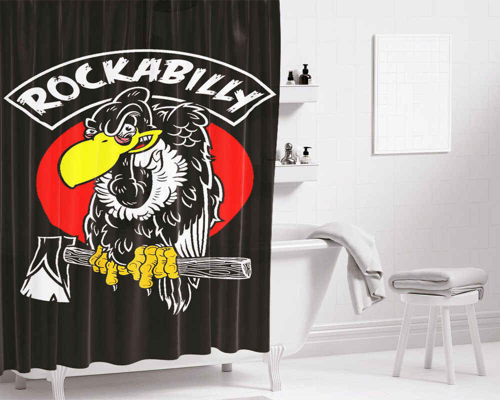 Rockabilly Vulture Bathroom Shower Curtain Fabric Waterproof | 66 X 72 Inch