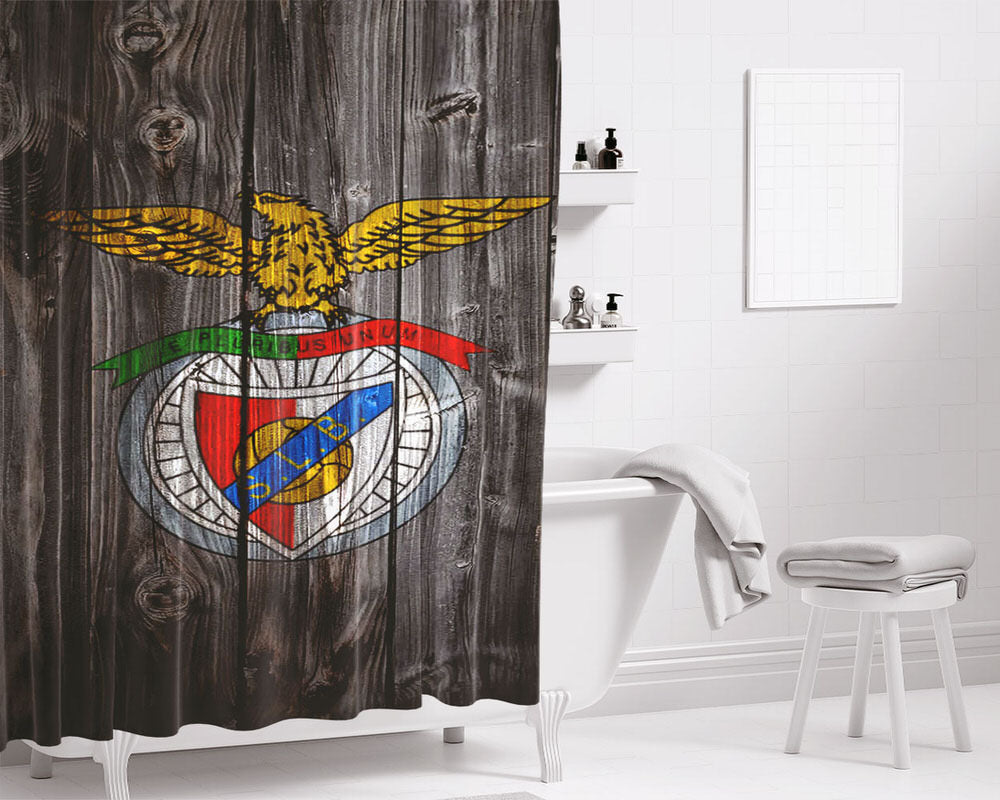 S L Benfica Bathroom Shower Curtain Fabric Waterproof | 66 X 72 Inch