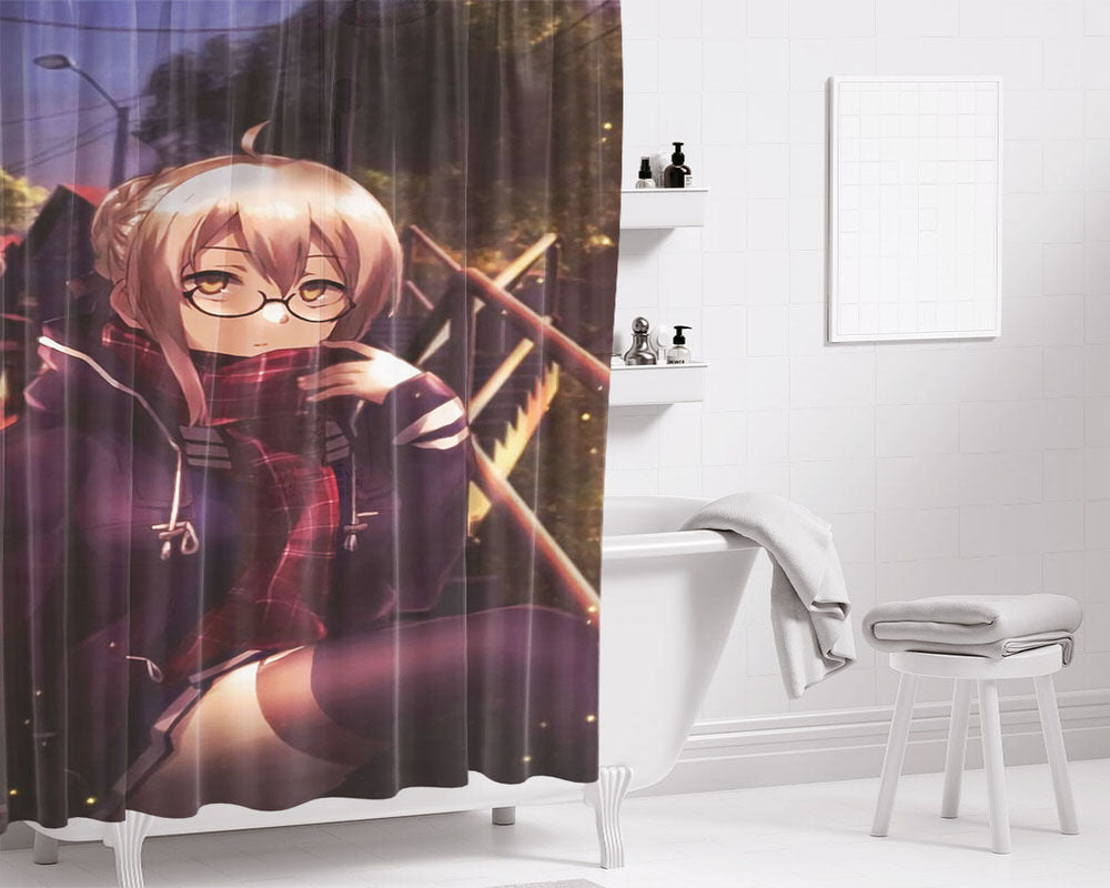 Saber Alter Fatestay Night Bathroom Shower Curtain Fabric Waterproof | 66 X 72 Inch