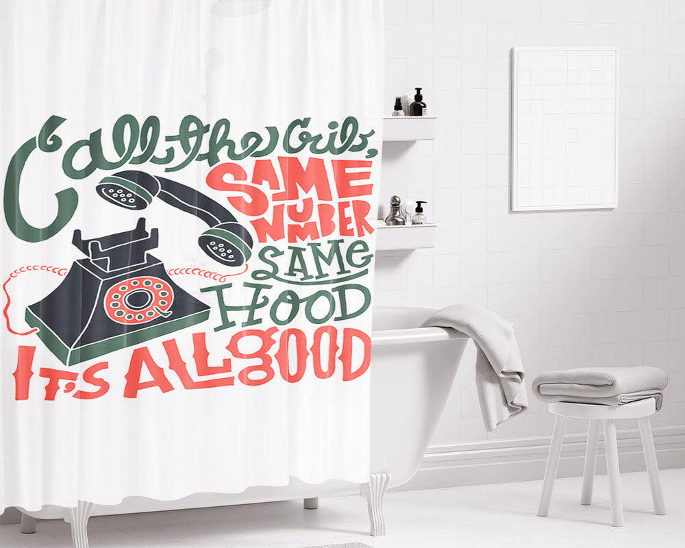 Same Number Type Bathroom Shower Curtain Fabric Waterproof | 66 X 72 Inch