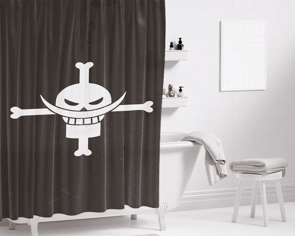 Shirohige Logo Bathroom Shower Curtain Fabric Waterproof | 66 X 72 Inch