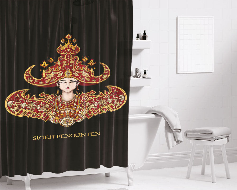 Sigeh Pengunten Bathroom Shower Curtain Fabric Waterproof | 66 X 72 Inch