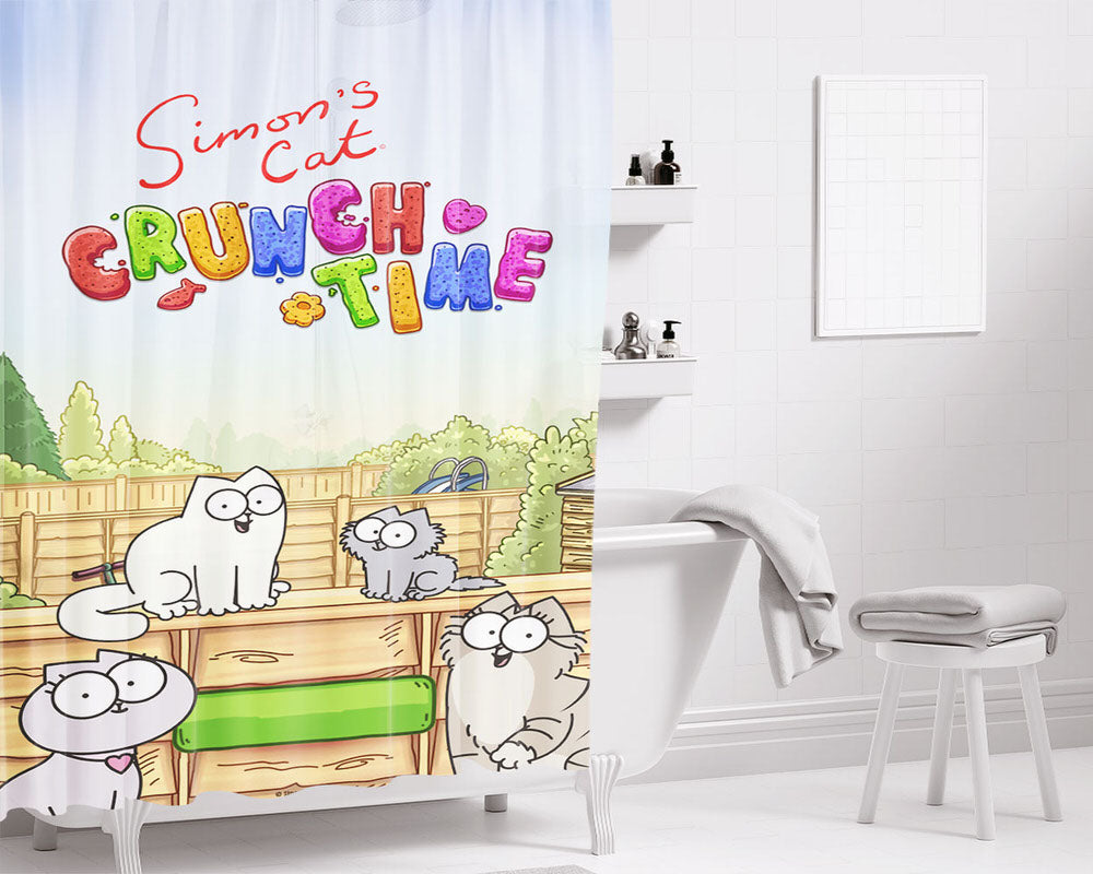 Simon'S Cat Crunch Time Bathroom Shower Curtain Fabric Waterproof | 66 X 72 Inch