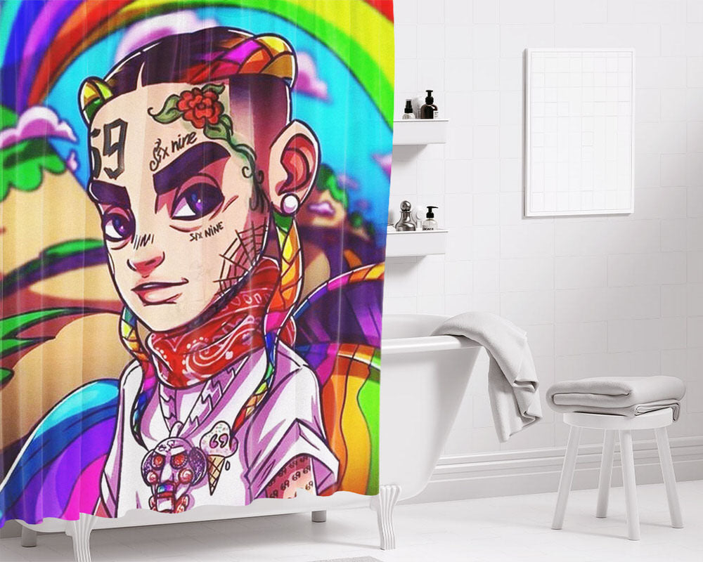 Sixnine 69 Rapper Art Bathroom Shower Curtain Fabric Waterproof | 66 X 72 Inch
