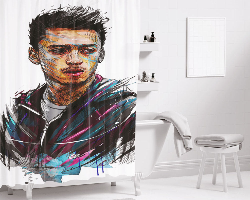 Skateboarding Nyjah Huston Bathroom Shower Curtain Fabric Waterproof | 66 X 72 Inch