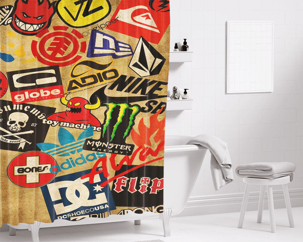 Skater Brand Pop Pa Bathroom Shower Curtain Fabric Waterproof | 66 X 72 Inch