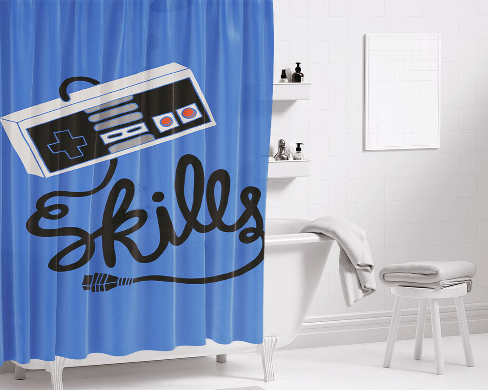 Skills Gamebot Bathroom Shower Curtain Fabric Waterproof | 66 X 72 Inch