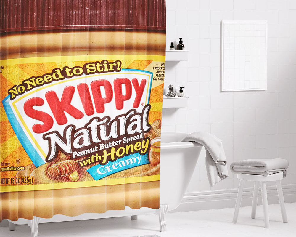 Skippy Natural With Honey Creamy Bathroom Shower Curtain Fabric Waterproof | 66 X 72 Inch
