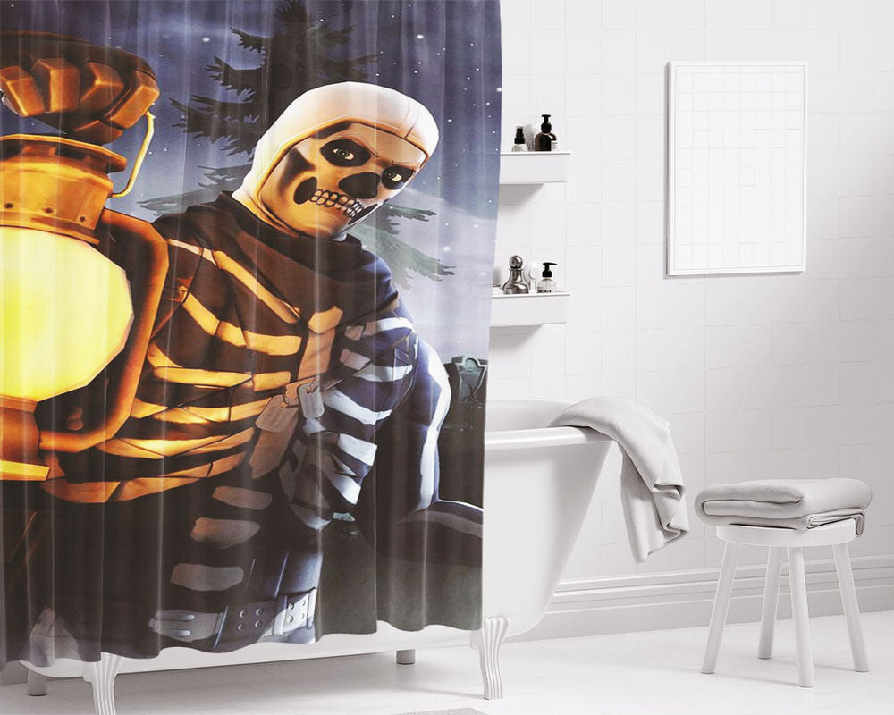 Skull Trooper Fornite Season 6 Bathroom Shower Curtain Fabric Waterproof | 66 X 72 Inch