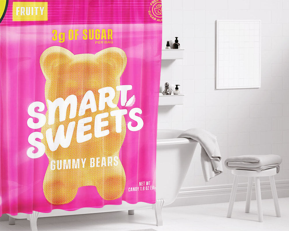 Smart Sweets Gummy Bears Fruity Bathroom Shower Curtain Fabric Waterproof | 66 X 72 Inch