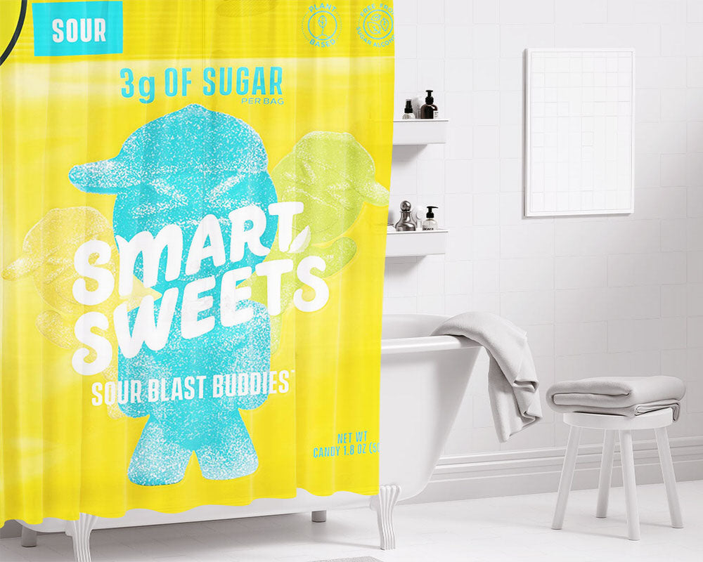 Smart Sweets Sour Blast Buddies Bathroom Shower Curtain Fabric Waterproof | 66 X 72 Inch