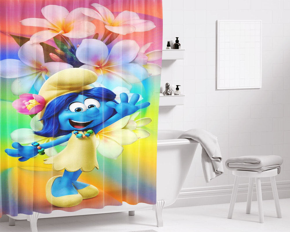 Smurfs The Lost Village Smurfette Bathroom Shower Curtain Fabric Waterproof | 66 X 72 Inch