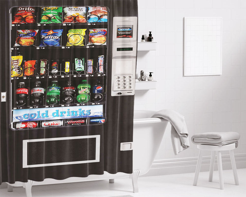 Snack Vending Machine Bathroom Shower Curtain Fabric Waterproof | 66 X 72 Inch