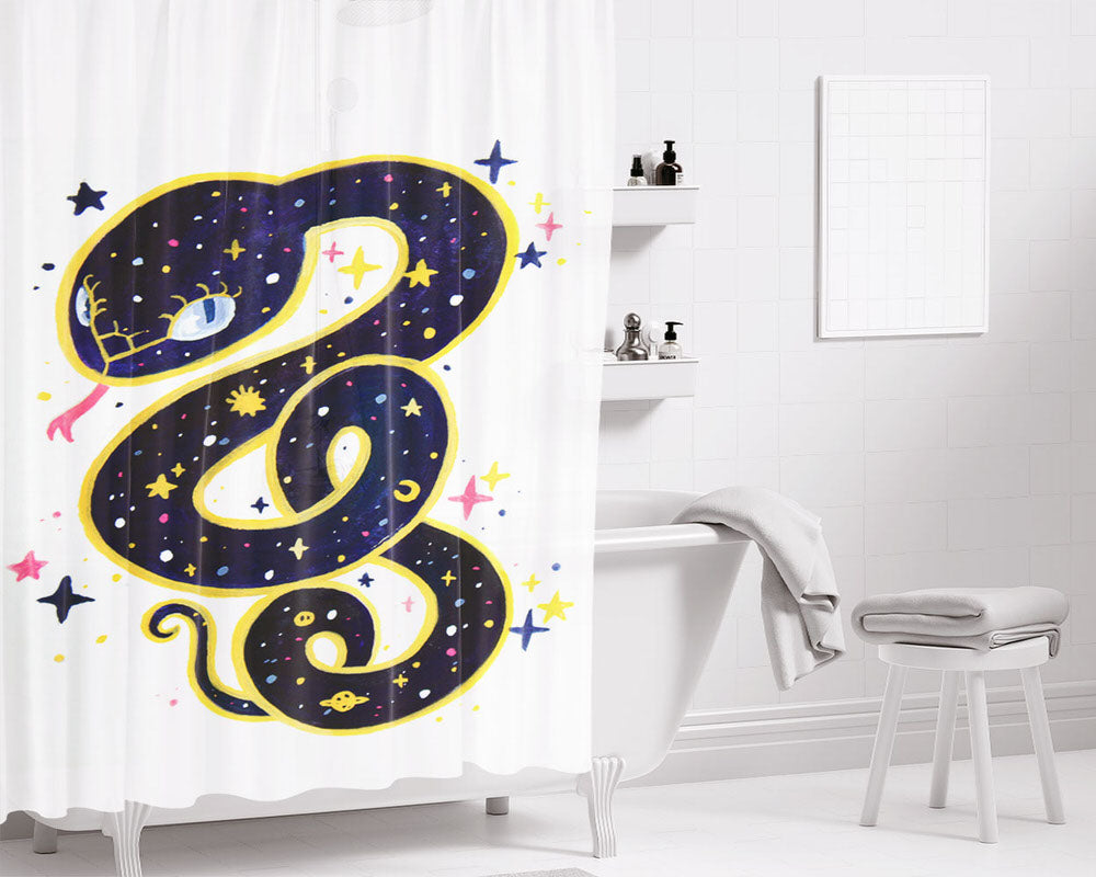 Snake Cosmic Bathroom Shower Curtain Fabric Waterproof | 66 X 72 Inch