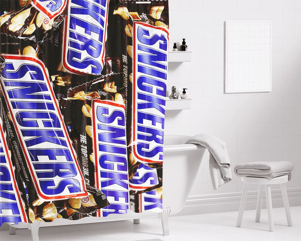 Snickers Snack Bathroom Shower Curtain Fabric Waterproof | 66 X 72 Inch