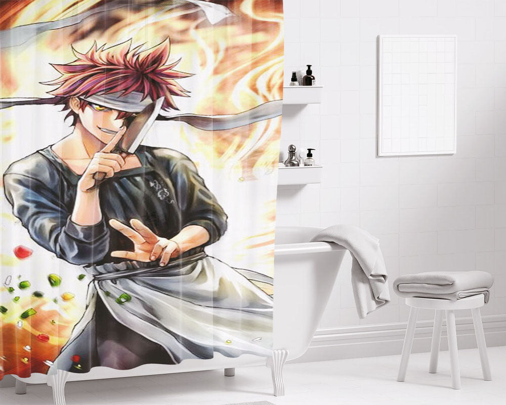 Soma Yukihira Shokugeki No Som Bathroom Shower Curtain Fabric Waterproof | 66 X 72 Inch