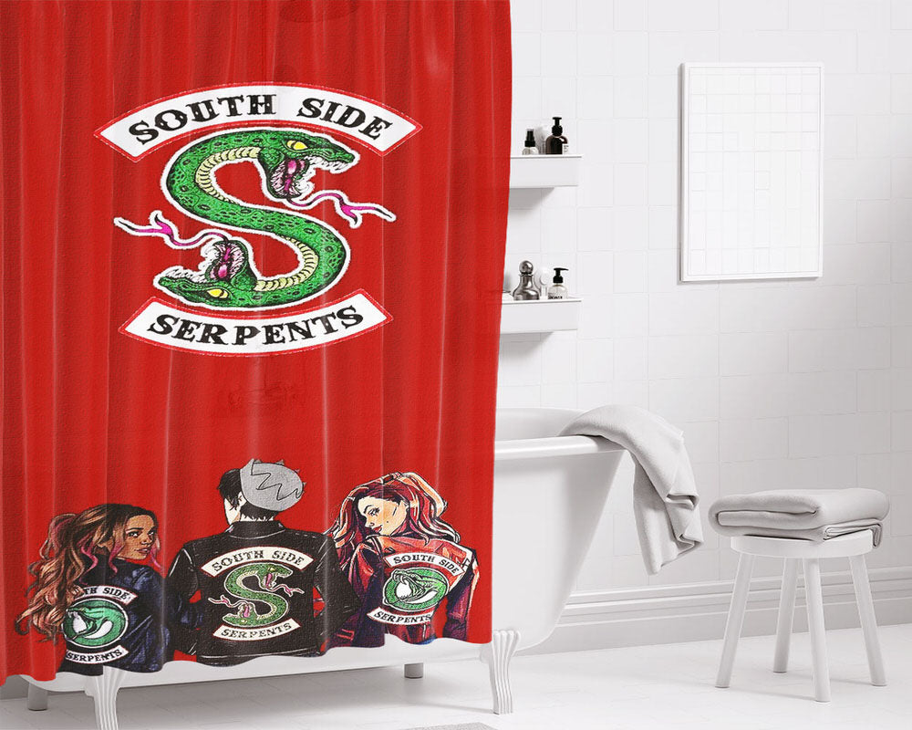 Southside Serpent Canvas Paint Red Bathroom Shower Curtain Fabric Waterproof | 66 X 72 Inch