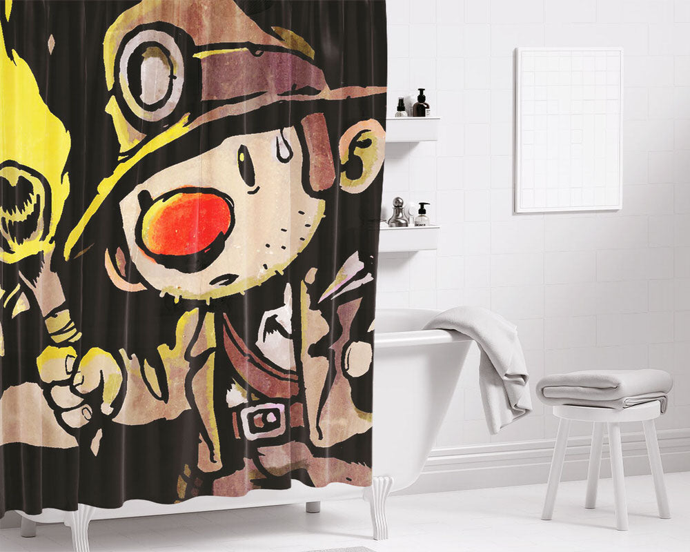 Spelunky Ghostified Cave Bathroom Shower Curtain Fabric Waterproof | 66 X 72 Inch