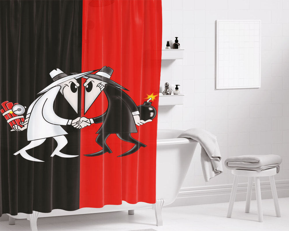 Spy Bom Vs Spy Grenade Red Black Bathroom Shower Curtain Fabric Waterproof | 66 X 72 Inch